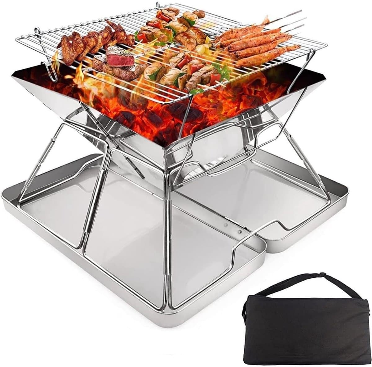 DnA® Tafel Bbq Houtskool - Weber Bbq -Boretti Bbq - Houtskool - Zilver - 31cm x 31cm x 25cm