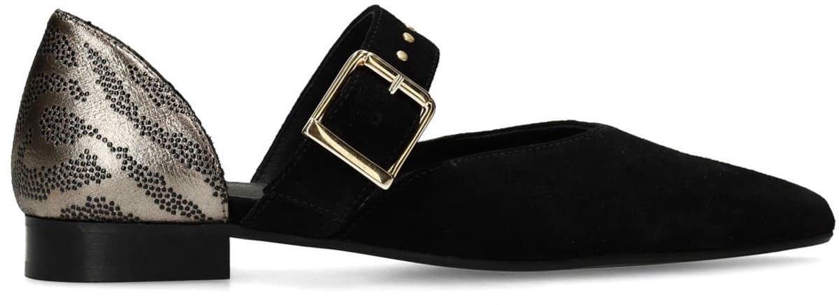 Manfield - Dames - Zwarte suède loafers - Maat 37