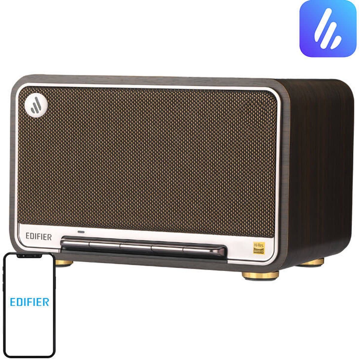 Edifier D32 - Stereo HiRes Airplay/Bluetooth speaker - Zwart Walnoot