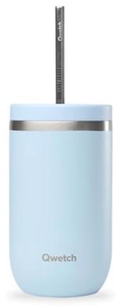 Thermos Mok voor Koude Dranken - 470 ml - Pastel Blauw - Houdt Dranken 24 Uur Koud - Herbruikbaar en Roestvrijstaal