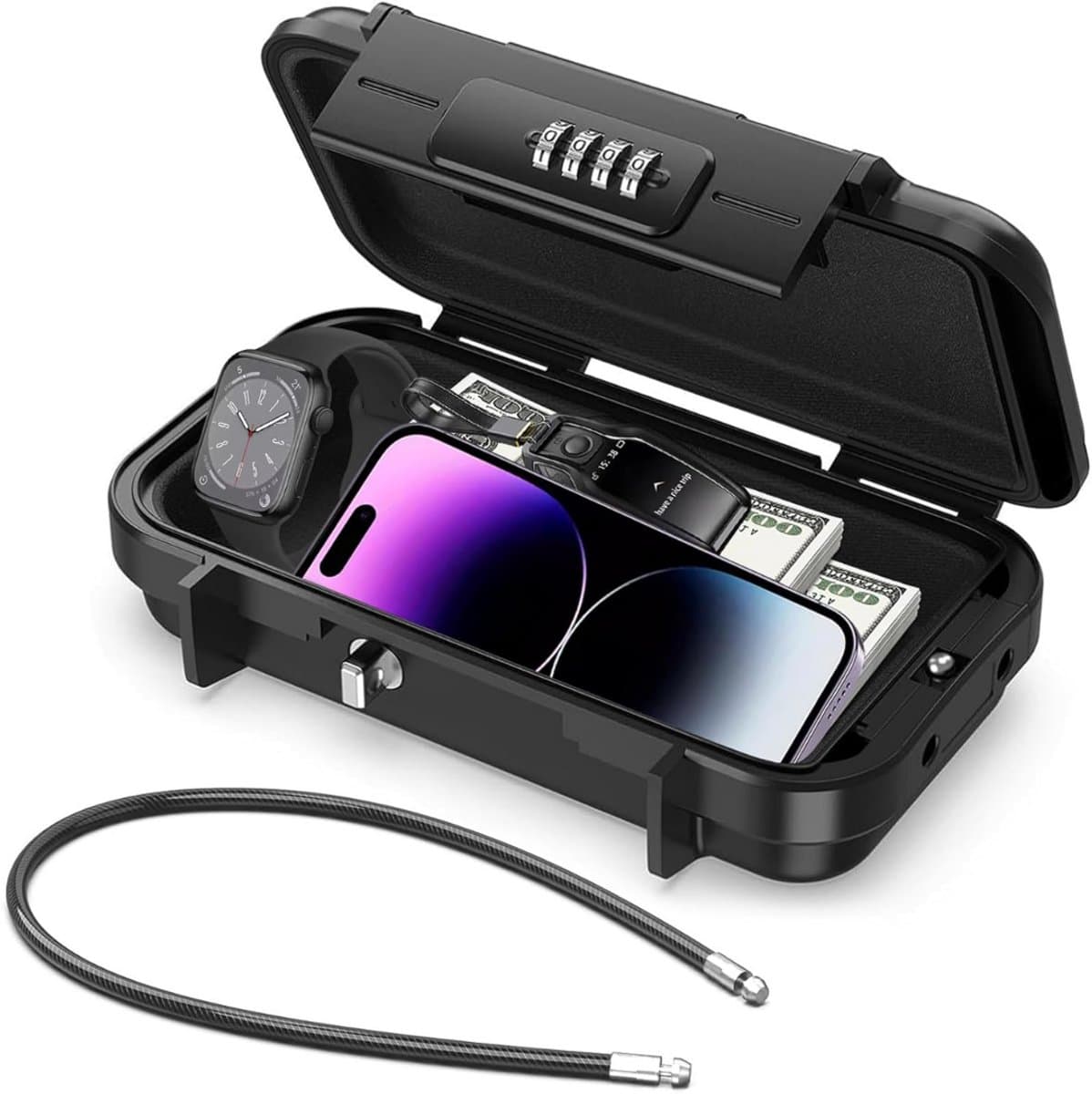 AMA® Telefoonkluis - Draagbare Kluis - Focusbox - Zwart - 24x14x6cm