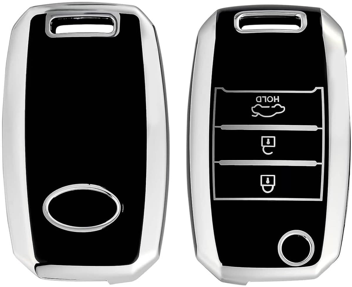 Autosleutel Hoesje geschikt voor Kia - Sleutelcover - TPU Cover Sleutelhoes - Accessoires - zwart