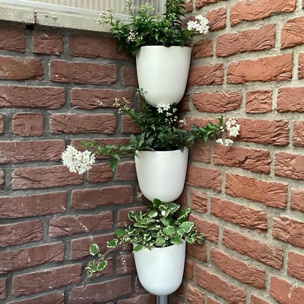 Hoekvaas set van 4 - moderne kunststof - zelfwaterend - ruimtebesparend voor binnen en buiten - ShopVlot