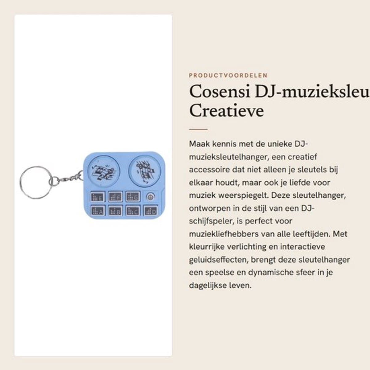 Sleutelhanger DJ - Creatief Mini-ontwerp met Kleurrijk Licht - Interactieve Geluidseffecten - Draagbaar - Compact - Robuuste Constructie - Sleutelhangertje