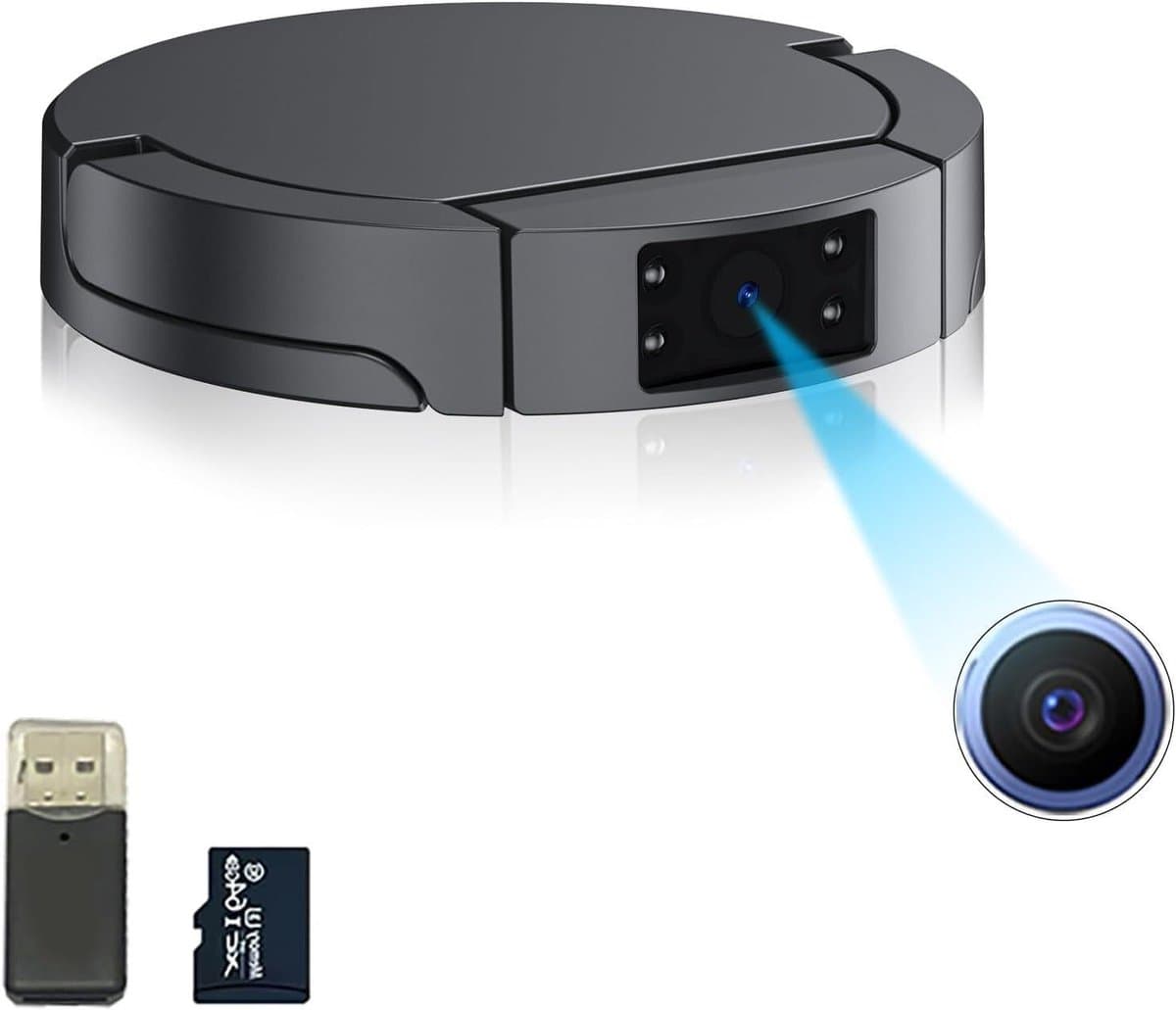 Verborgen Camera - Mini Beveiligingscamera - Objecten Bewaken - Inclusief 64GB Geheugen - Full HD 1080p - Zwart