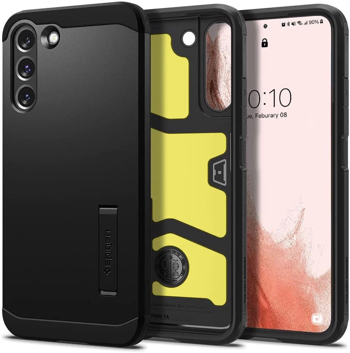 Spigen Tough Armor Hoesje Geschikt voor Samsung Galaxy S22 Back Cover Zwart