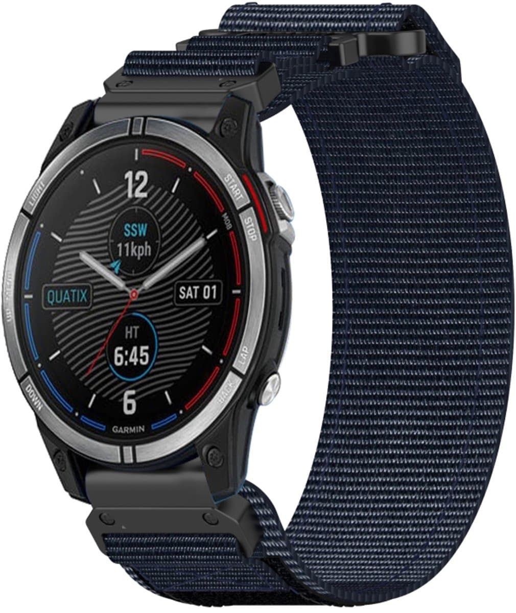 Voor Garmin Quatix 7 22 mm nylon klittenbandsluiting horlogeband (blauw)
