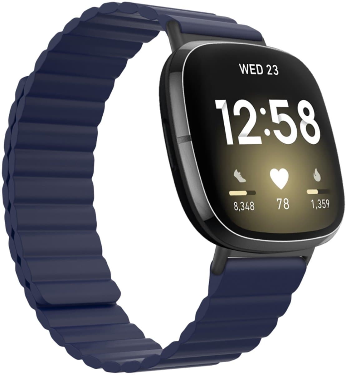 Voor Fitbit Versa 3 / Sense universele magnetische siliconen horlogeband (blauw)