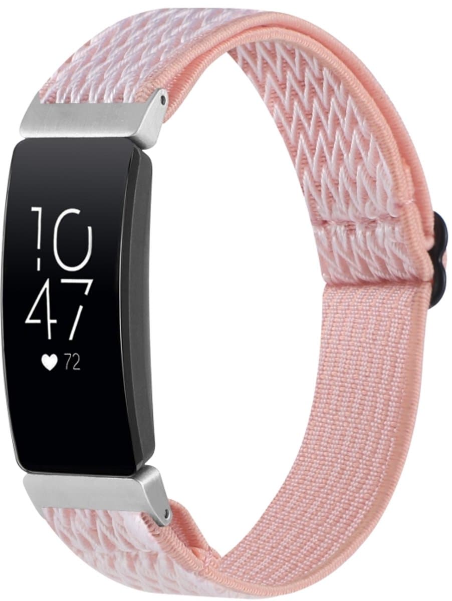 Voor Fitbit Inspire Buckle Wave gevlochten nylon horlogeband (roze)