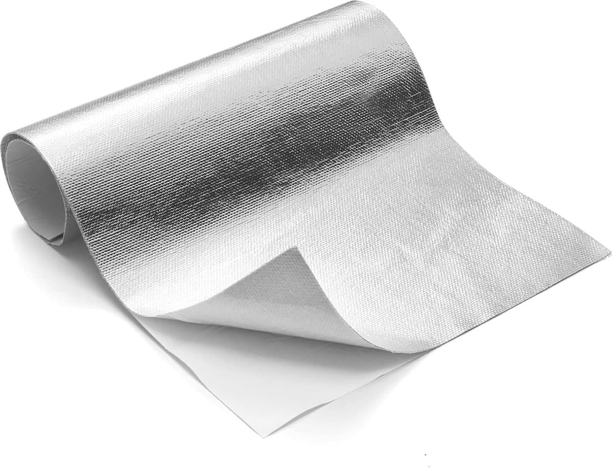 Gealuminiseerde Hitteschild Mat Thermische Barrière Zelfklevende Achterkant Hitte Deken 30,5 cm X 61 cm, Glasvezel Isolatie Reflecterend Materiaal Hoge Temperatuur Bescherming