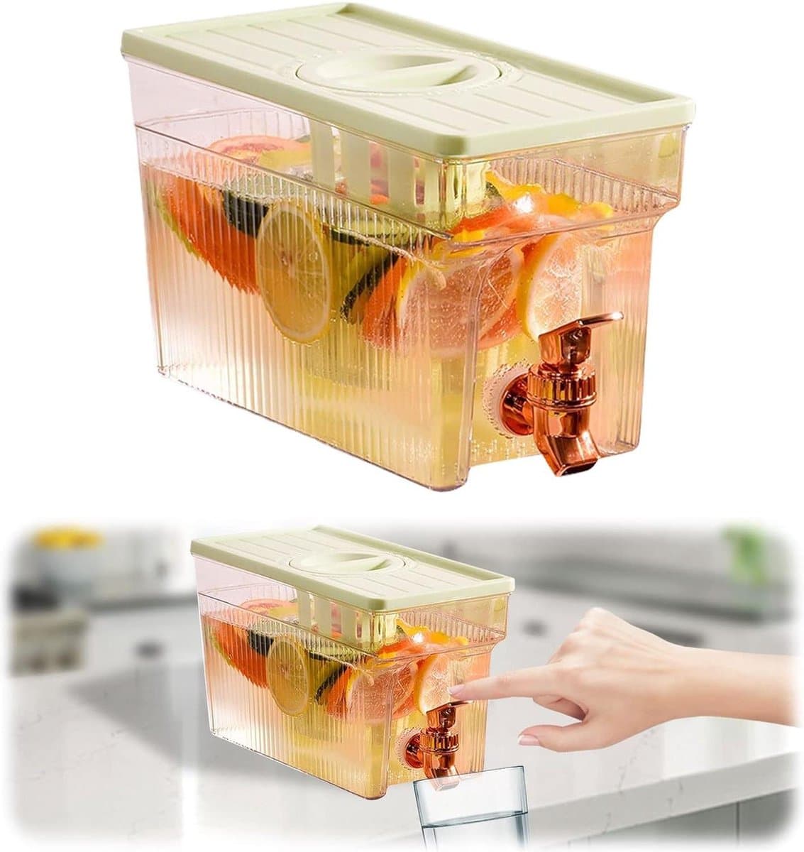 Feest Drankdispenser 3 l met Tapkraan voor IJssap Melkdispenser Koelkast - BPA-vrij - Lichtgroen