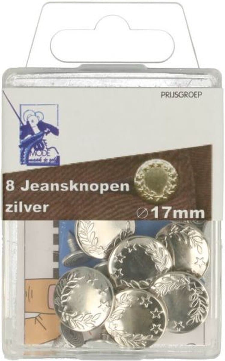 Jeansknopen zilver (8 stuks)