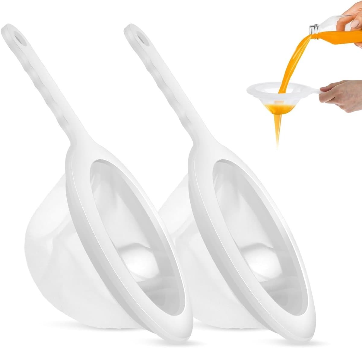 Fijnmazige zeef 2 stuks, nylon netzeef voor zoutgarnalen, yoghurtnet en maasfilter, 120/200 mesh kunststof zeef met handvat voor keukensap en filtratie