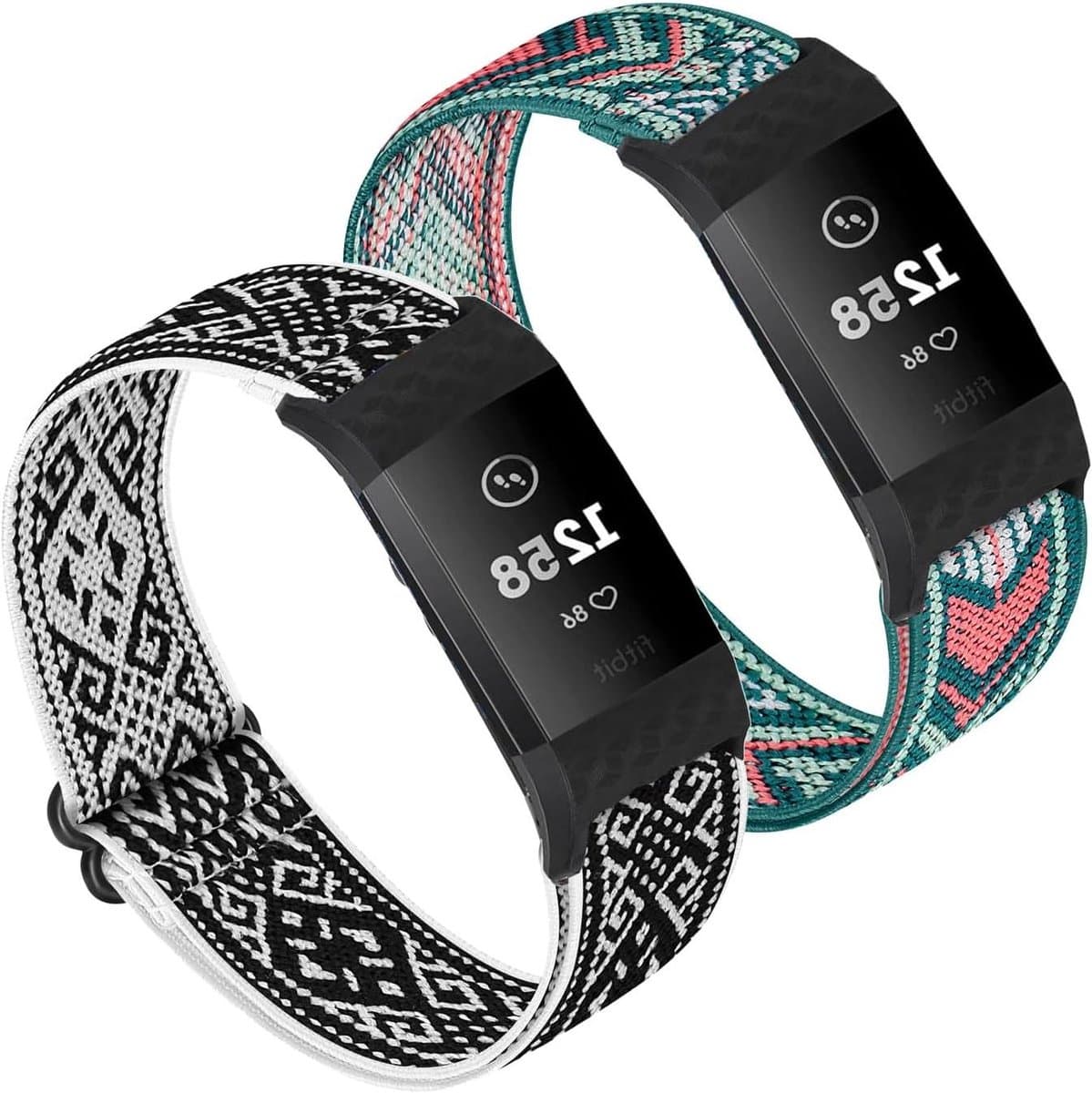 Verstelbare Horlogeband - Sportband Nylon - Fitness Tracker - Elastisch Ademend - 2 Stuks - Diverse Kleuren