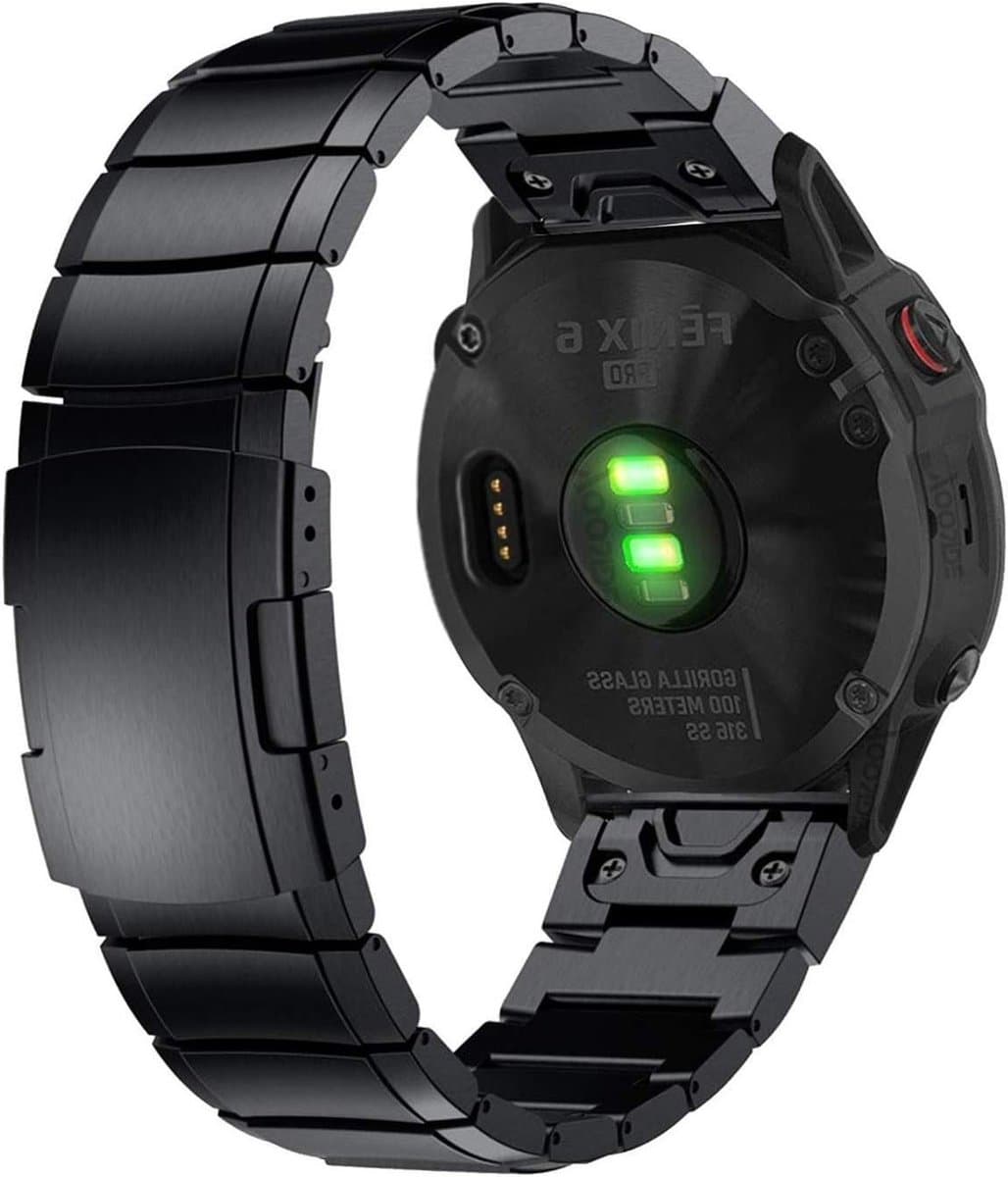 Stainless Steel Link Bracelet Vervangband voor Garmin Fenix 5, Fenix 5 Plus, Instinct en Forerunner 935 - QuickFit 22, Duurzaam en Stijlvol Design
