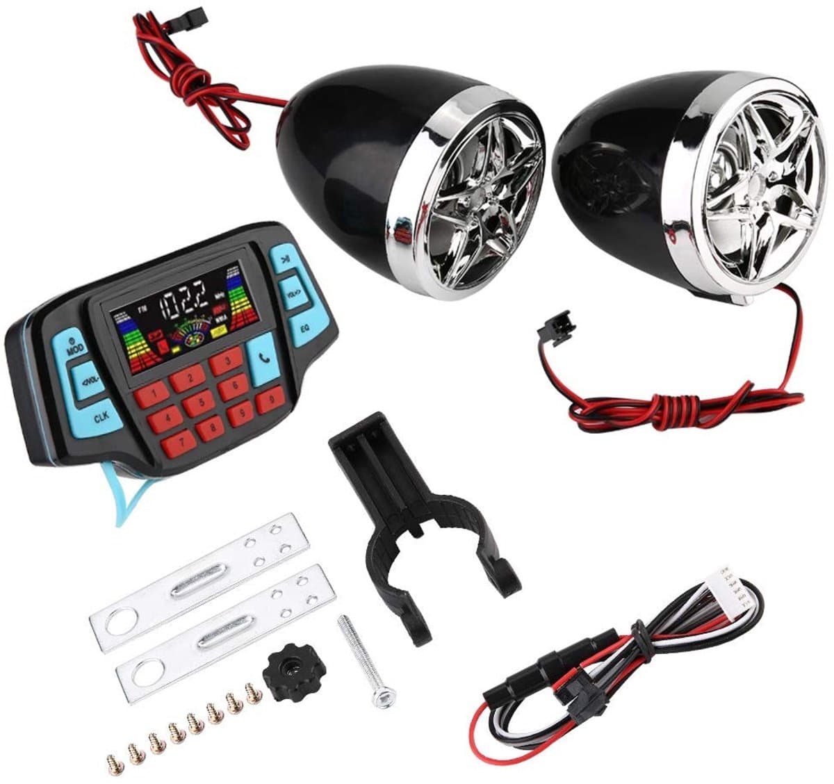 By shayne - Motorfiets Audio MP3-speler - Waterdichte BT Stereo Luidsprekersysteem - Zwart - USB TF-kaartdrager - Geschikt voor motorfiets - Kleur zwa