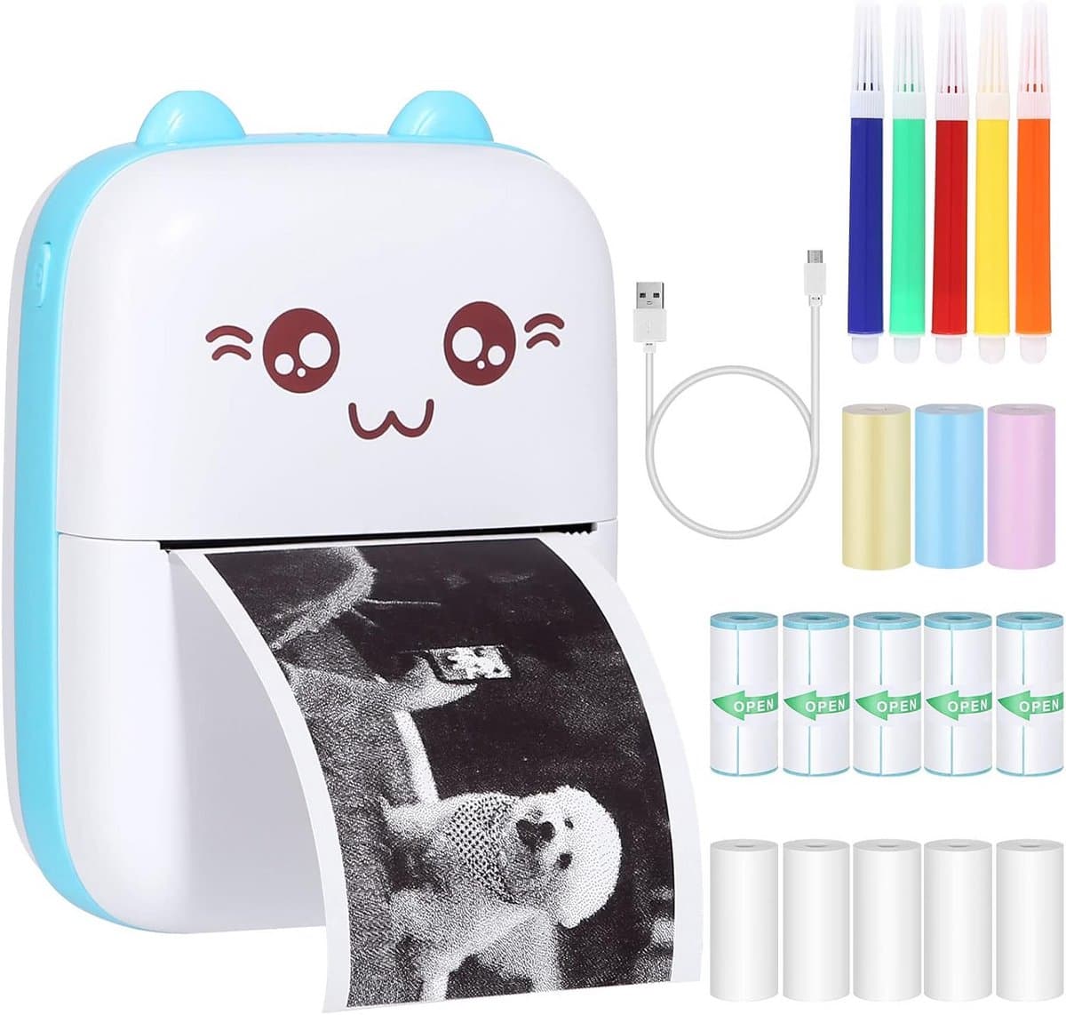Draagbare Mini Thermische Printer voor Foto's, Labels en Kladblokken - Werkt met Smartphone (Android/iOS)