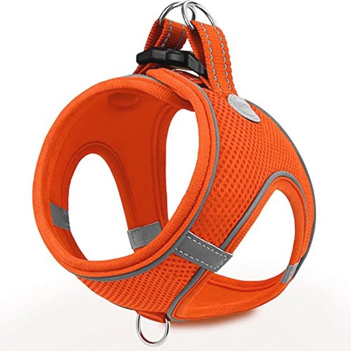Reflecterend Ademend Hondenharnas met Veiligheidsgesp - Easy Walk Harnas voor Middelgrote Honden, Maat XL, Oranje