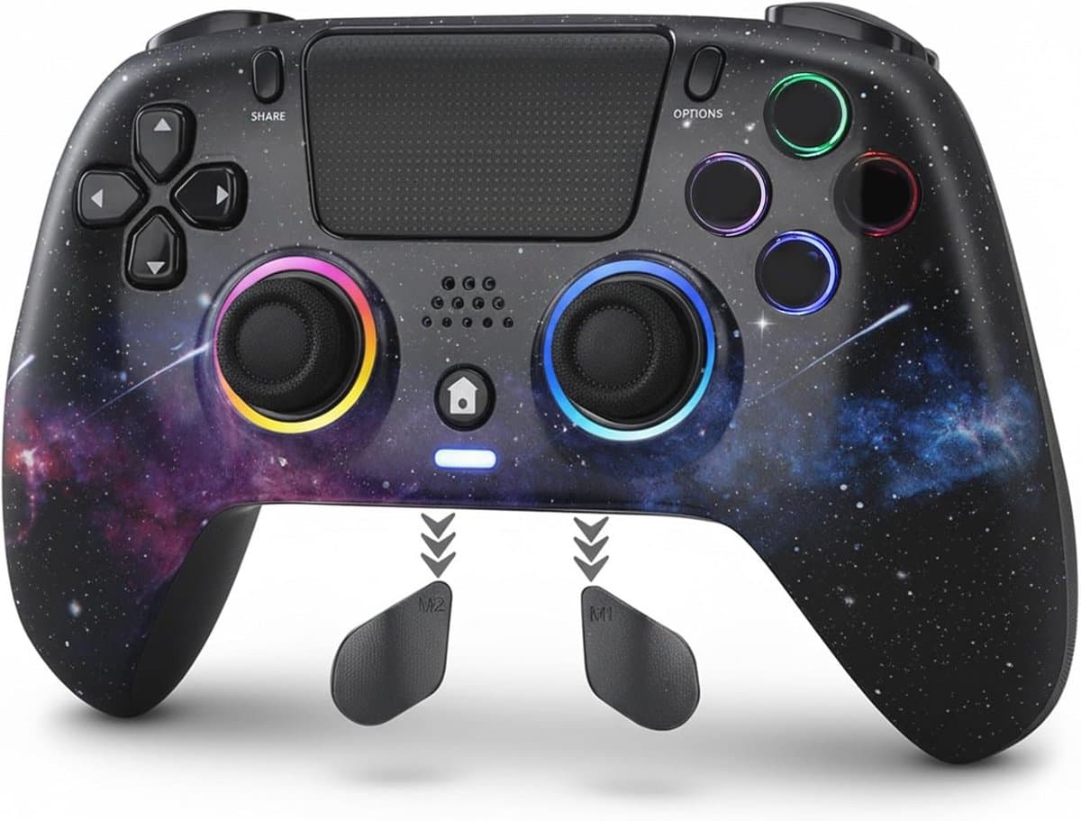 Draadloze controller voor PS4 en PC met RGB-licht en Hall Effect technologie