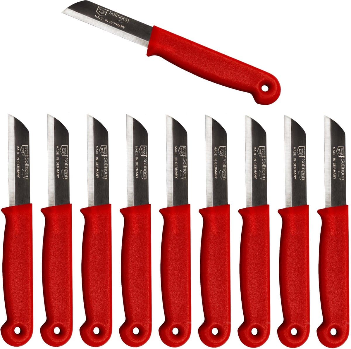 Solingen Schilmesje Duits - Rood - RVS 16 cm. met beschermhoes - 10 stuks