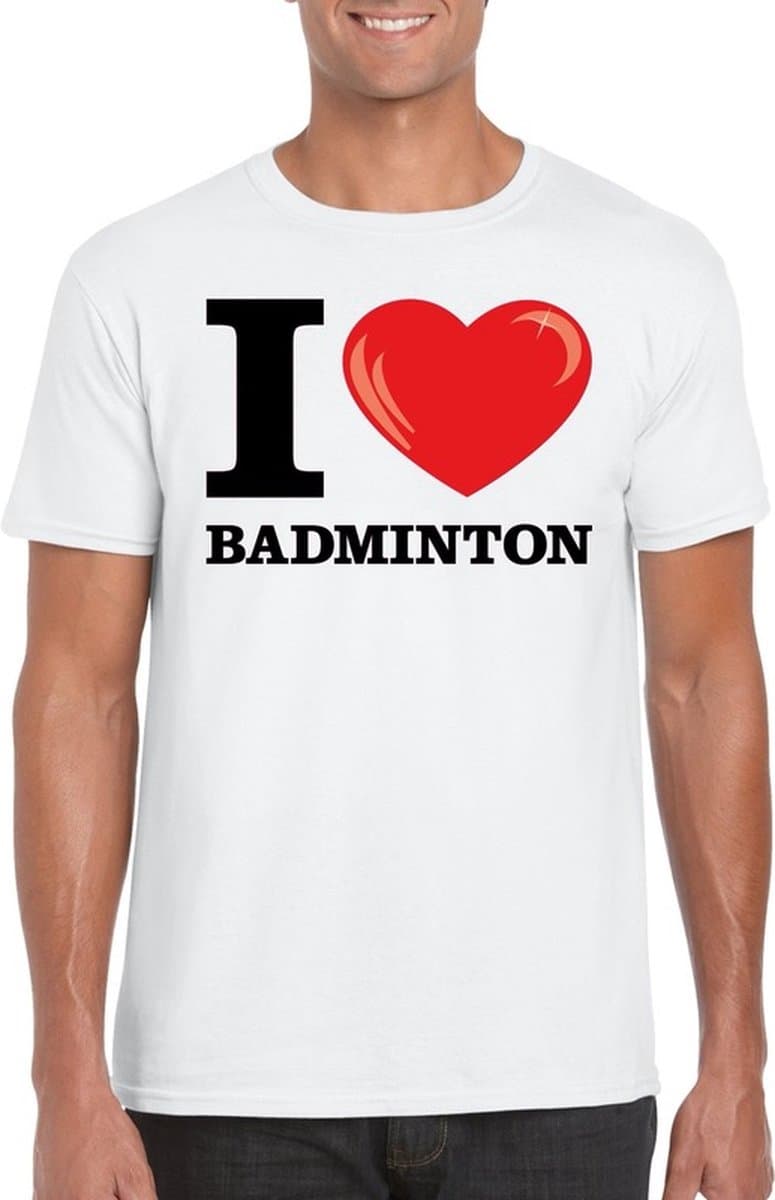 I love badminton t-shirt wit heren M
