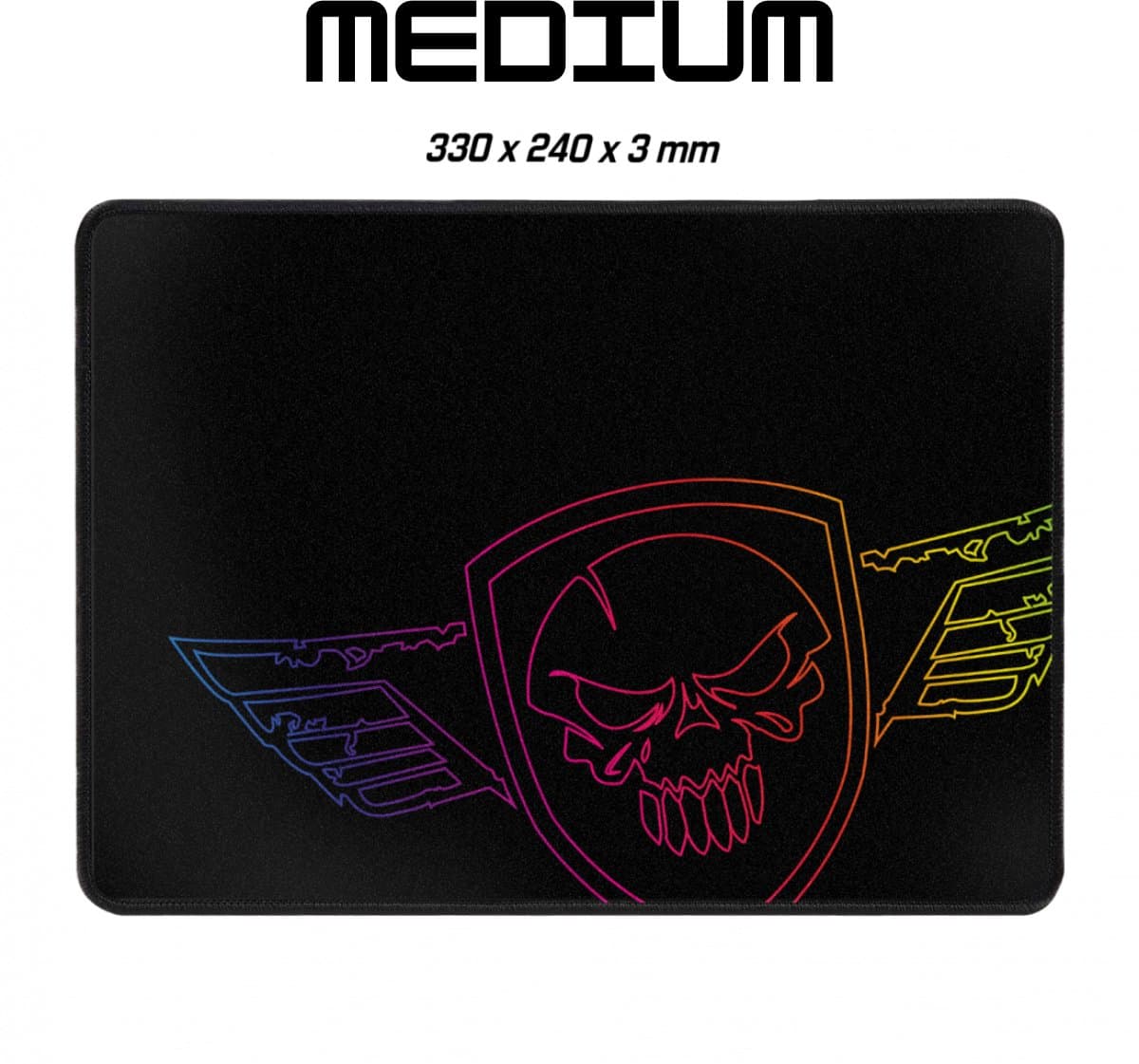 Spirit of Gamer DARSKULL M Gaming Muismat - Gaming Mousepad - 33x24 cm - Micromesh Oppervlak - Antislip Rubber - Gestikte Randen - Zwart