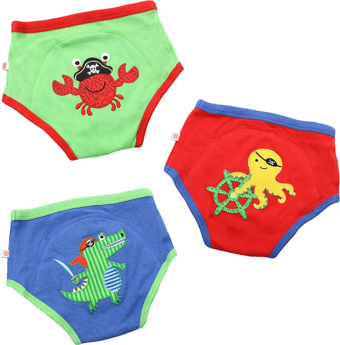 Zoocchini set van 3 oefenbroekjes - Organic katoen - Pirate Pals - Jongens - 3-4 jaar