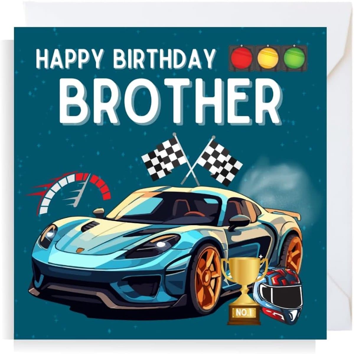 Verjaardagswenskaart jongen - Racing Car - Premium kwaliteit - Leuk voor broer - ShopVlot
