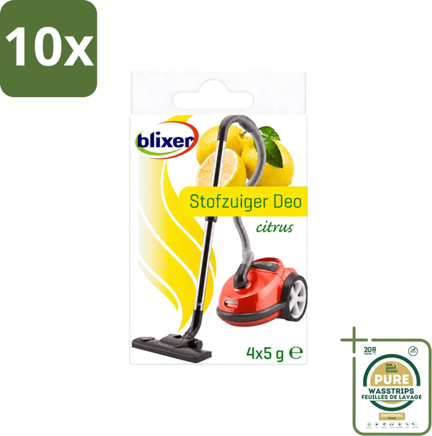 10 x Blixer - Beckmann - Stofzuiger Deodorant - Citrus - 4 Geurverspreiders - Wasstrips - Stofzuiger Geur - Citrusgeur - Geurverspreider - Frisse Lucht - Huishoudelijke Geur