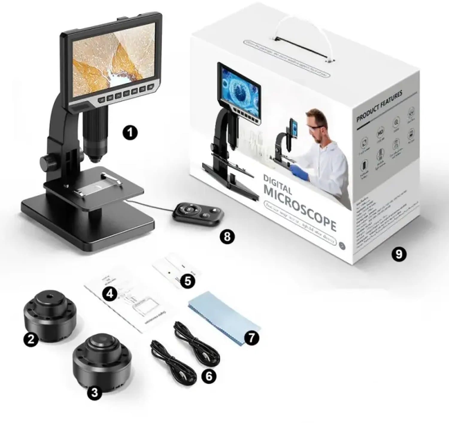 Inskam 315 Digitale Microscoop - Tot 2000x Vergroting - 12 MP - 7 inch IPS HD Scherm - 2 Lenzen - 32 GB microSD