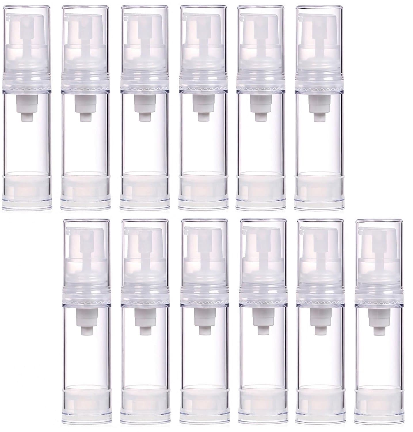 12 Stks 10g 10 ml Draagbare Kleine Clear Airless Pomp Flessen Vacuüm Lotion Dispenser Flessen Reizen Toiletartikelen Flessen Set Cosmetische Container