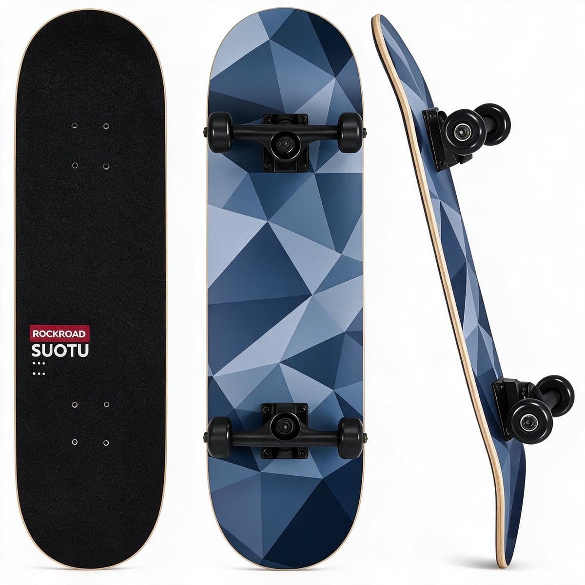 Suotu Skateboard - 80x20cm - ABEC-9 - 95A - schokabsorptie - Jongens - Meisjes - Volwassenen Skateboards