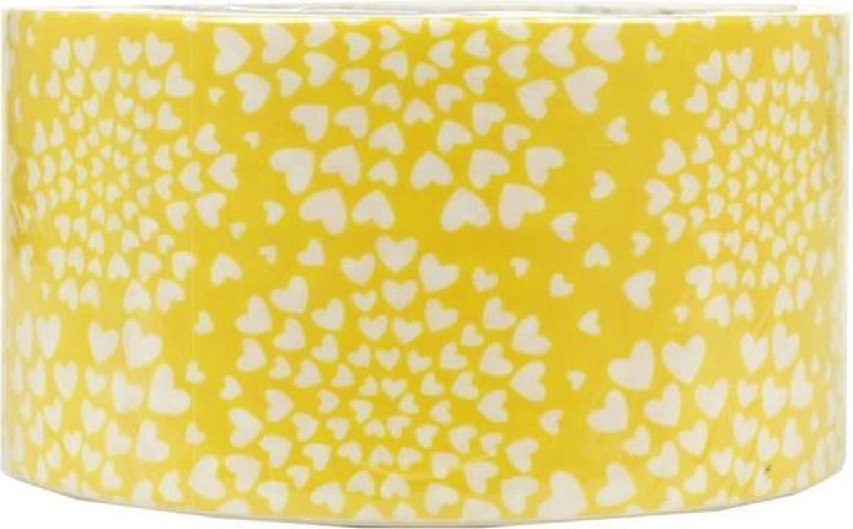 Decoratieve tape - 4 stuks - breed 4,8 cm - HARTJES GEEL - geschikt voor 101 doeleinden - Lengte 5 m1