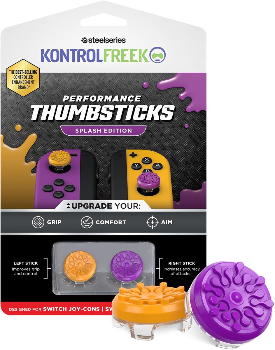 KontrolFreek Performance Thumbsticks - Switch 1 Joycon - Splash Orange/Paars