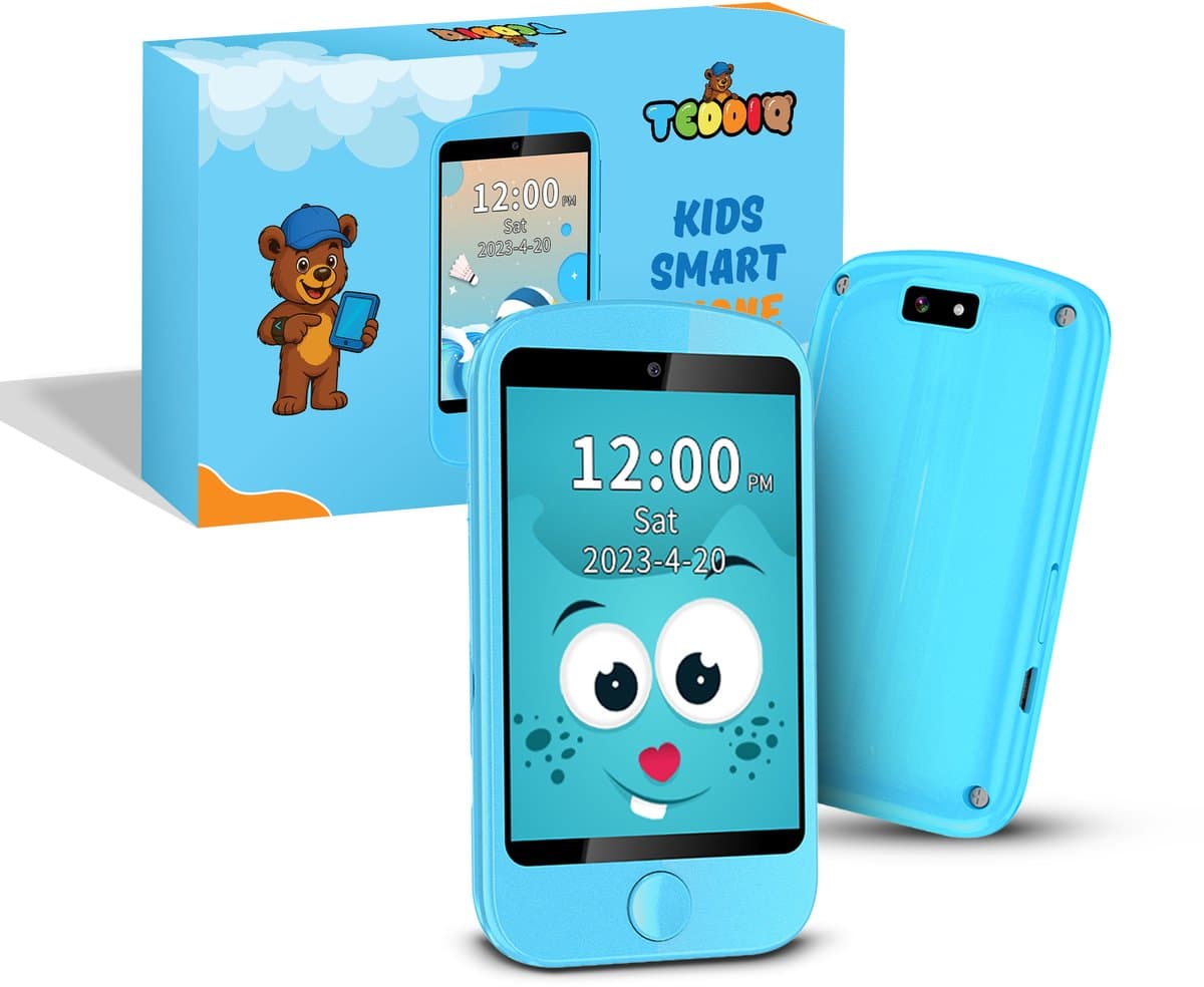 TeddiQ Smartphone - Kindertelefoon 4G – GPS Tracker & Videobellen – Ouderlijk Toezicht – WhatsApp – Dual Camera – Lange Batterijduur – Blauw
