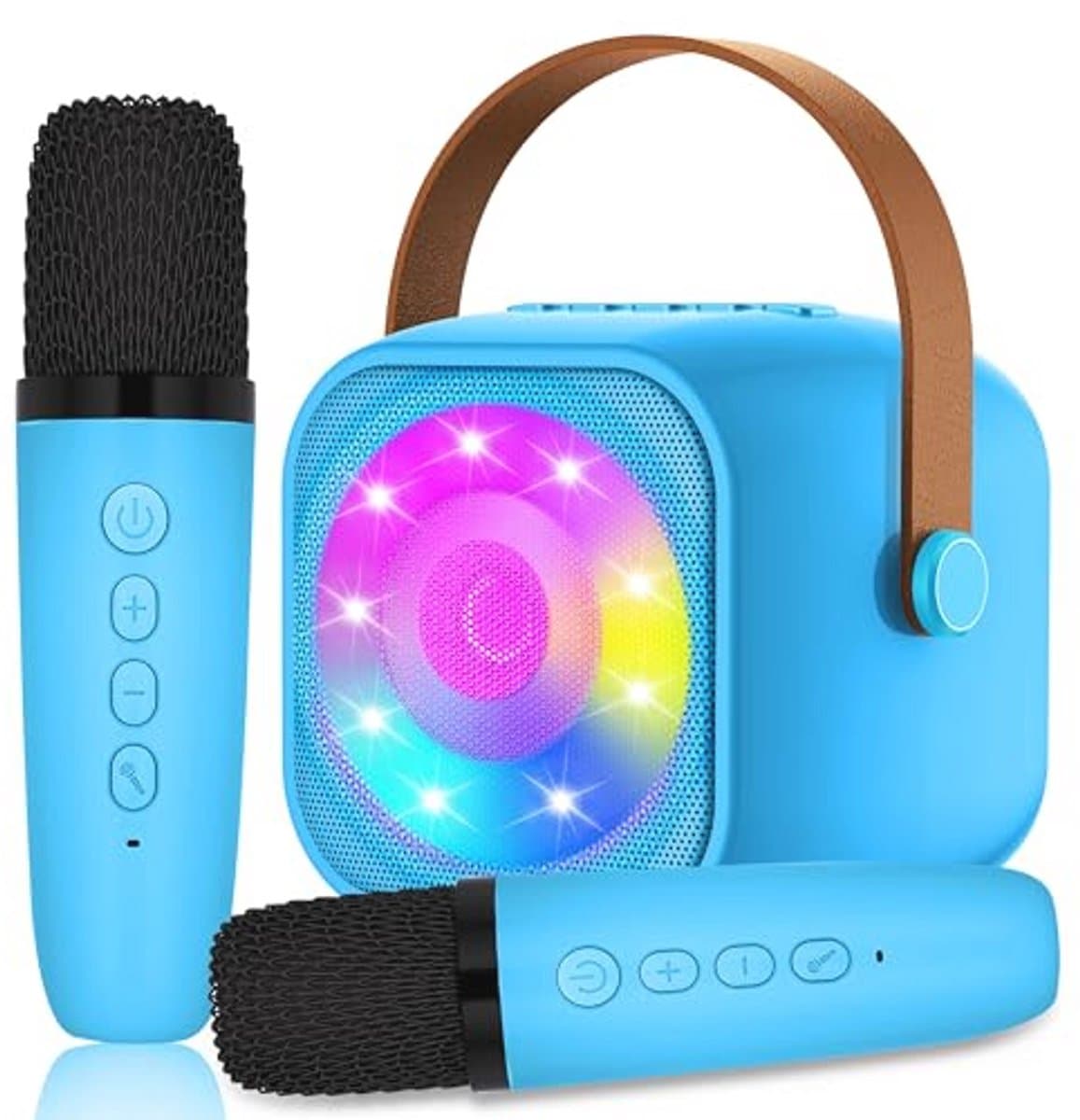 Draagbare Karaoke Machine voor Kinderen en Volwassenen - Bluetooth Speaker met Draadloze Microfoons en Verlichting voor Feesten