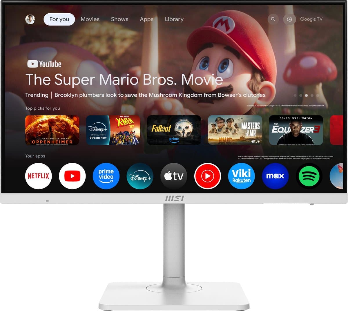 MSI Modern MD272UPSW - Smart 4K UHD Monitor - 60Hz - 27 Inch - Google TV - USB Type-C PD 65W - 4 Way Adjustable