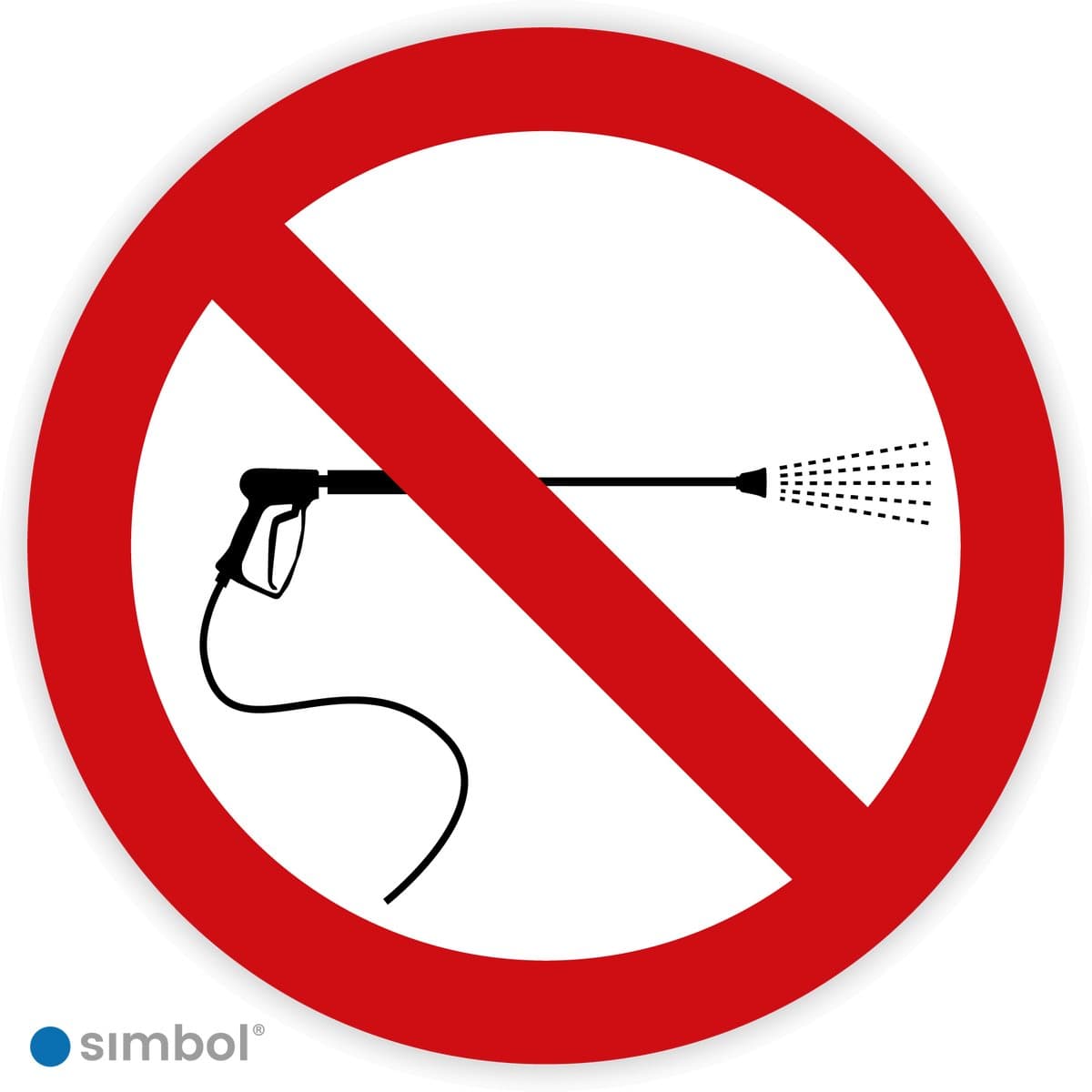 Simbol® - Stickers Verboden met hogedruk te reinigen - Hogedrukreinigers verboden - Formaat ø 15 cm.