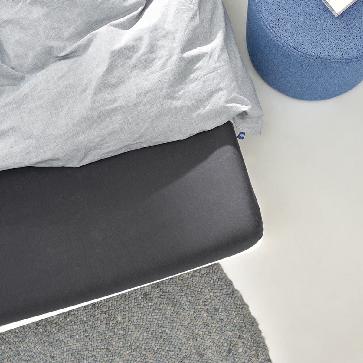 Auping Jersey 235 hoeslaken voor matras - 180/200 x 200/210/220 cm - Antraciet - Biologisch katoen
