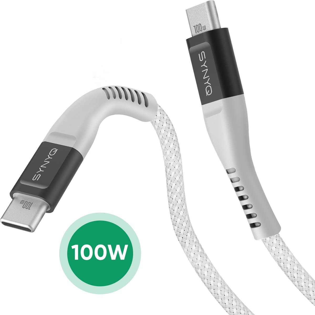 Synyq 100W USB C Data en Laadkabel 2.5 meter - Snellader Kabel - Oplaadkabel - Oplaadsnoer Telefoon - USB C 100W - USB C kabel