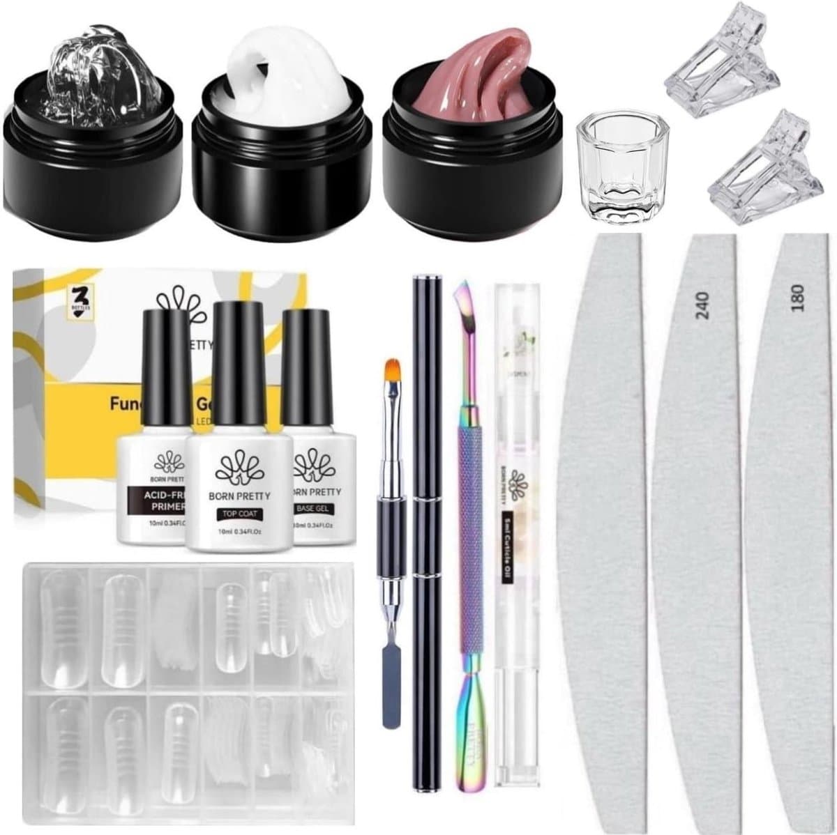 Born Pretty - Builder gel - Set - HEMA-vrij - Buildergel - Builder gel nagels - Builder gel set - Builder gel gel nagels - Gelnagels - Gel nagels - Gel voor nagels - Hard gel - Polygel