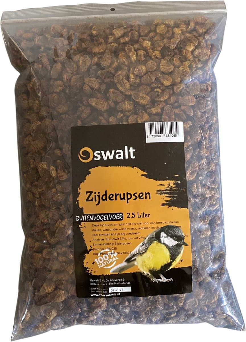 Oswalt Zijderupsen- Gedroogd - 2,5 Liter - Schildpadvoer - Visvoer