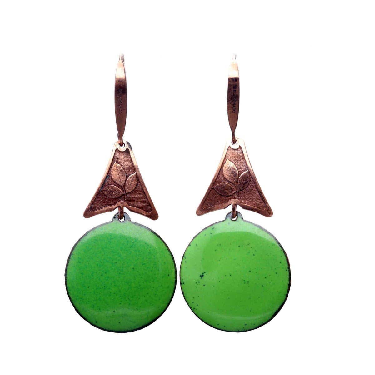 Bela Donaco - Oorbellen Enamel – Glas Emaille – Bohemian – Groen – Koper