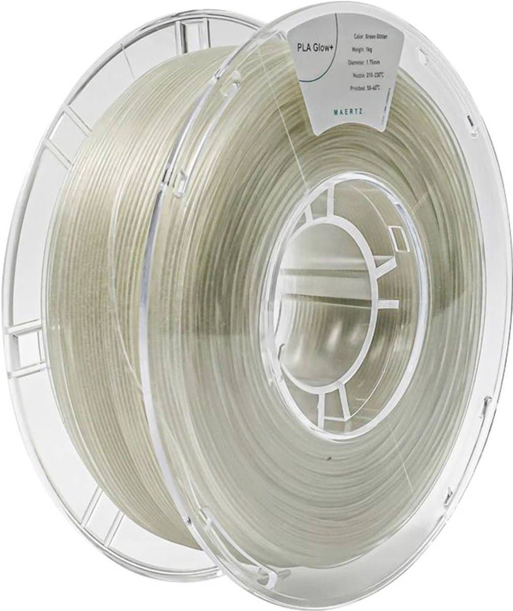 Maertz PMMA-1016-002 PMMA-1016-002 Filament PLA Glow+ 1.75 mm 1000 g Groen, Glitter 1 stuk(s)