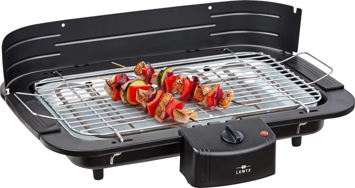 Lentz Elektrische Tafelgrill - 47 x 35 cm - Grillplaat Elektrisch - BBQ - Rookvrije Grill - Regelbare Thermostaat - 2200 W