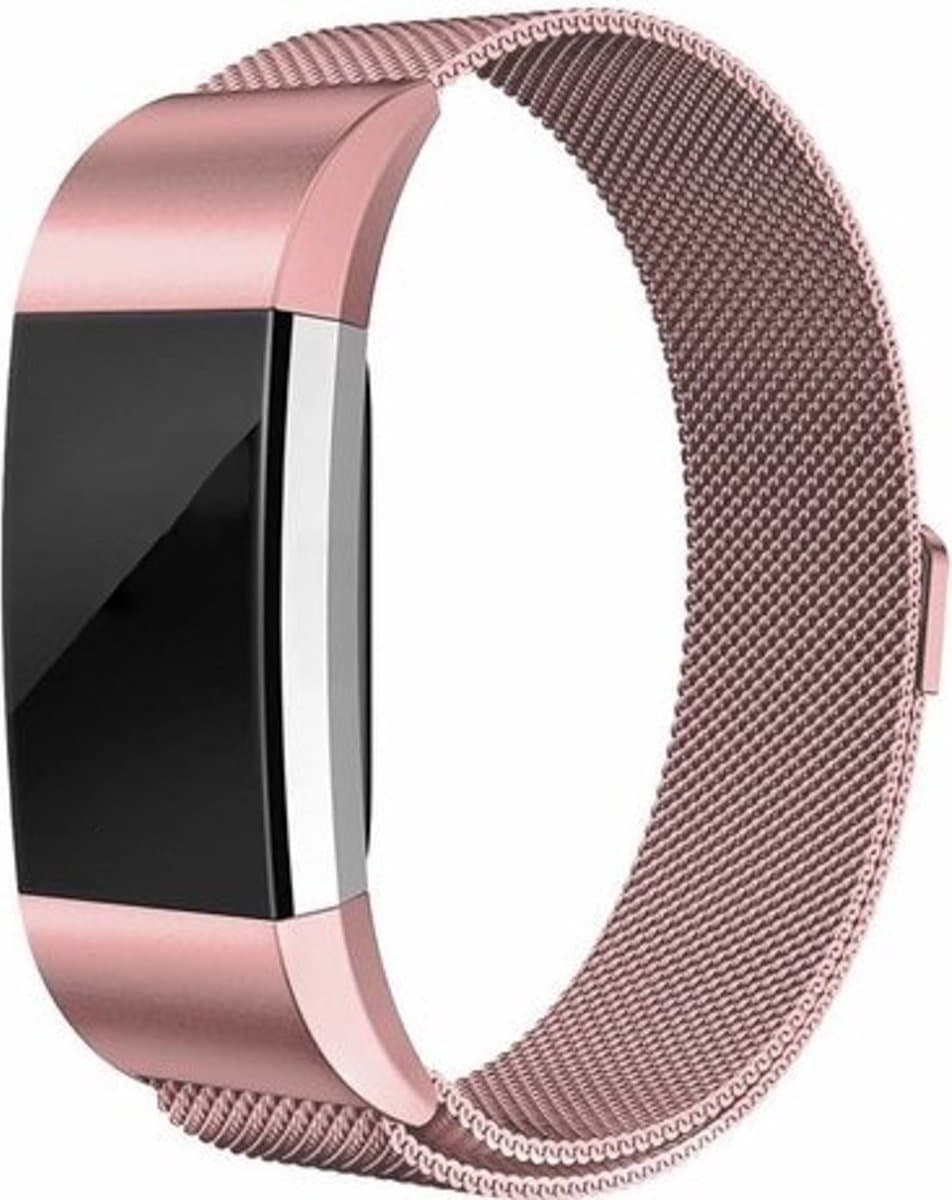 Geschikt voor charge 2 milanese band - roze - Geschikt voor Fitbit - ML - Horlogeband Armband Polsband