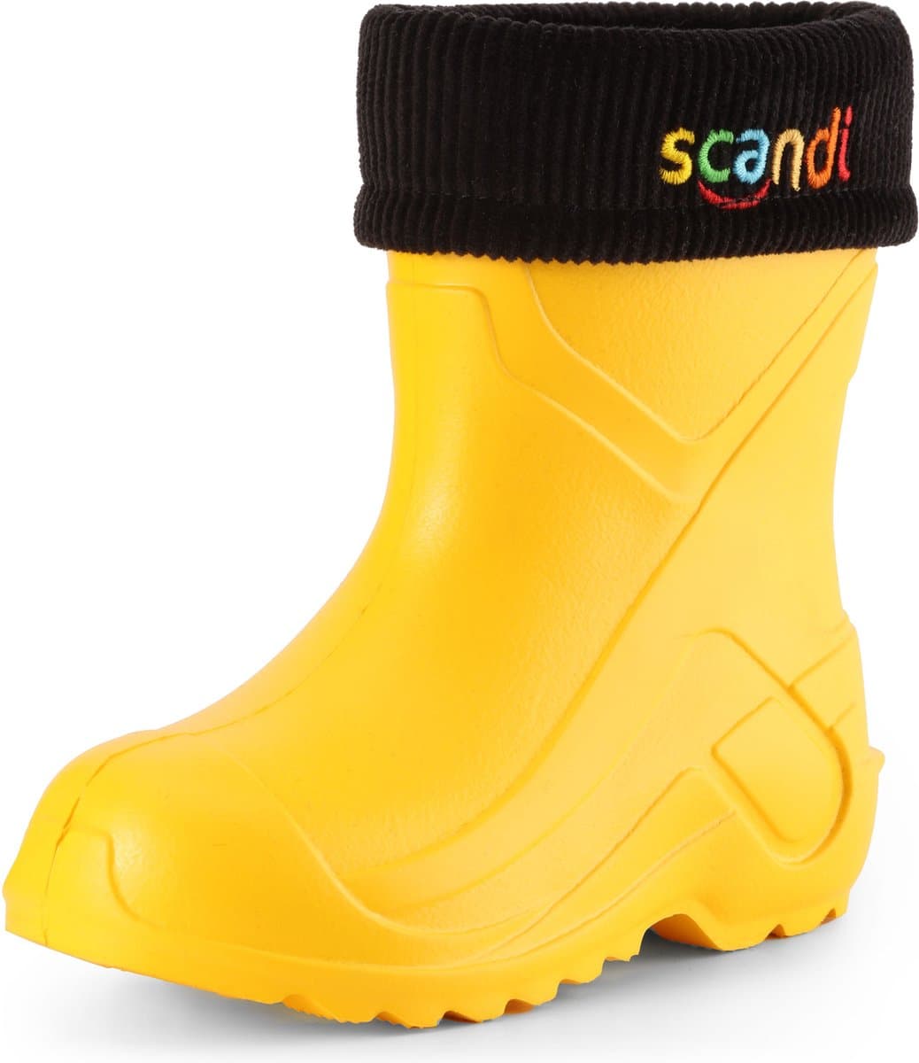 Ladeheid Kinder Regenlaarzen - Gevoerd en Waterdicht Vederlicht - EVA - LA-LMG-763-Scandi - Geel1/Zwart - 35