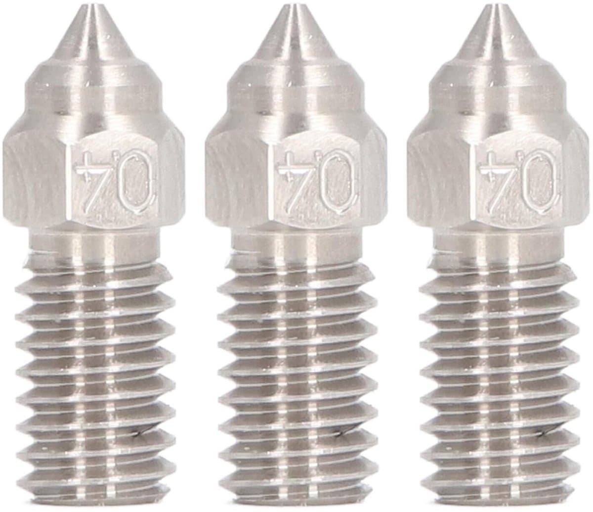 Dailygoods- 3D-printermondstuk 0,4 mm - 3 Stuks - Roestvrij Staal - Hoogstroom - Geschikt voor PLA/ABS/PETG - Gladde Binnenwanden - Nozzle