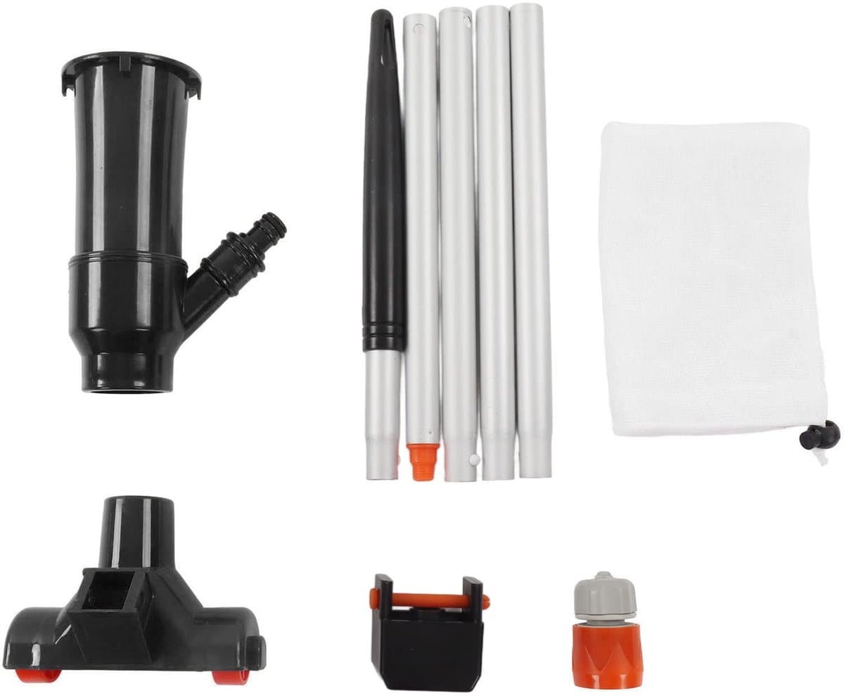 LIVIA HOME- Vijverstofzuiger Draagbaar - 5-delige Aluminium Staaf - Nylon Fijne Mesh Zak - ABS Kunststof - Intrekbare Koordgesp - Voor Vijver/ zwembad - Zwembadvacuüm