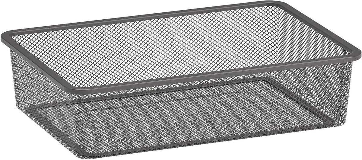 Opbergbox Mesh - Opbergdoos Bak - Tienerkamer Ordenen - Ruim en Stijlvol - 42x30x10 cm - Donkergrijs